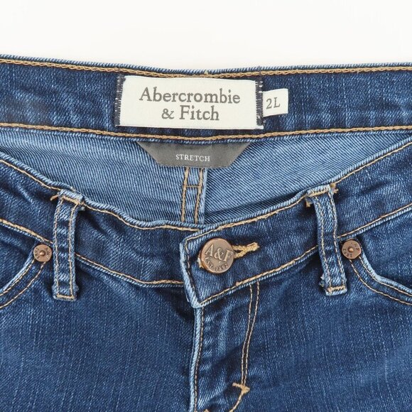 Abercrombie & Fitch Women 2L 2 Long Erin Low Rise Blue Denim Jeans Cotton Blend - Picture 7 of 11